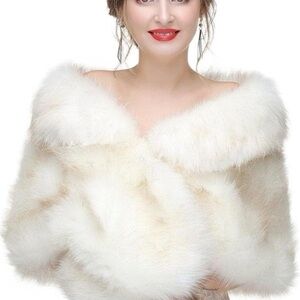 Amazon Elegant White Faux Fur Shrug